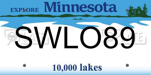SWLO89 Minnesota License Plate