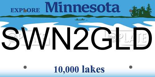 SWN2GLD Minnesota License Plate