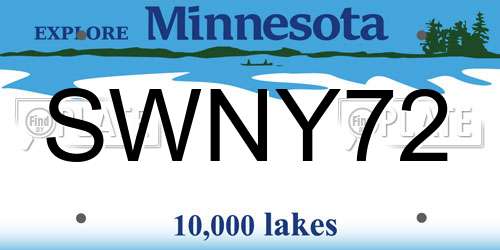 SWNY72 Minnesota License Plate