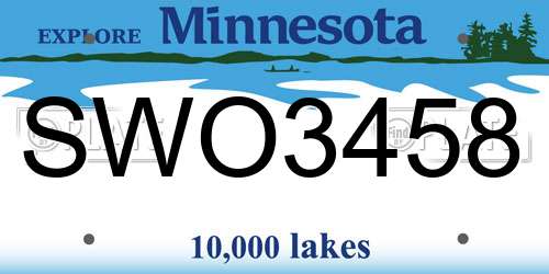SWO3458 Minnesota License Plate