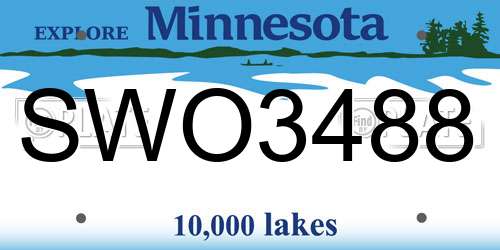 SWO3488 Minnesota License Plate