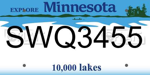 SWQ3455 Minnesota License Plate