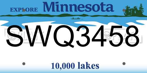 SWQ3458 Minnesota License Plate