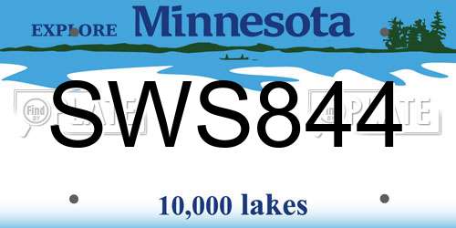 SWS844 Minnesota License Plate