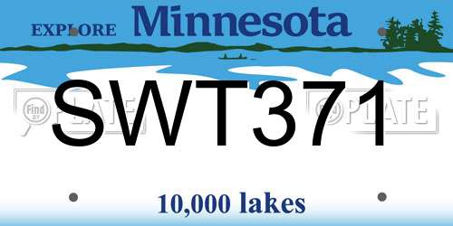 SWT371 Minnesota License Plate