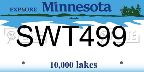 SWT499 Minnesota License Plate