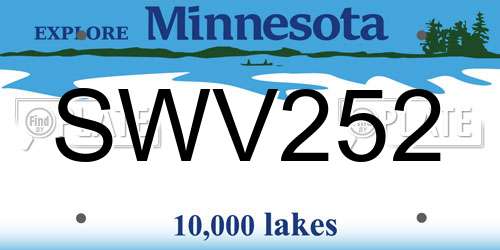 SWV252 Minnesota License Plate
