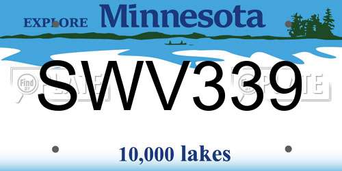 SWV339 Minnesota License Plate