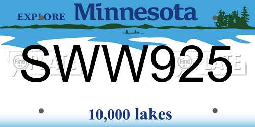 SWW925 Minnesota License Plate