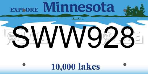 SWW928 Minnesota License Plate