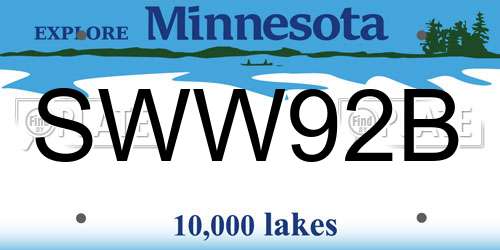 SWW92B Minnesota License Plate