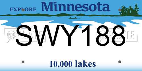 SWY188 Minnesota License Plate