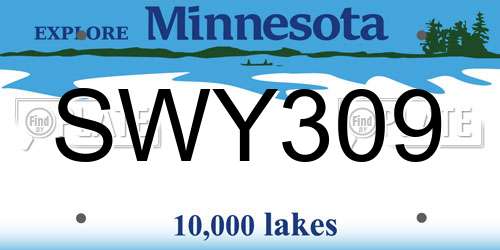 SWY309 Minnesota License Plate