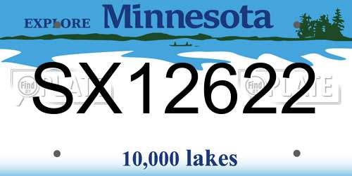 SX12622 Minnesota License Plate