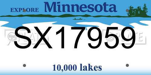 SX17959 Minnesota License Plate