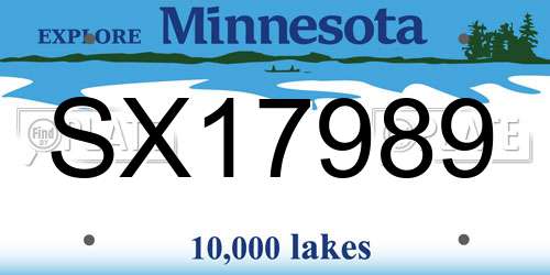 SX17989 Minnesota License Plate