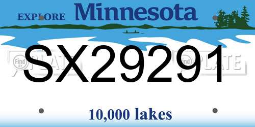 SX29291 Minnesota License Plate