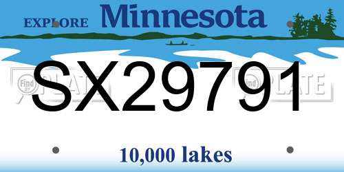 SX29791 Minnesota License Plate