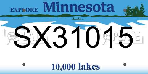 SX31015 Minnesota License Plate