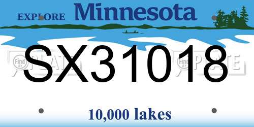 SX31018 Minnesota License Plate