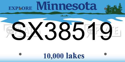 SX38519 Minnesota License Plate