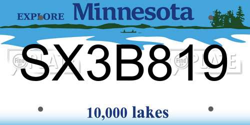 SX3B819 Minnesota License Plate