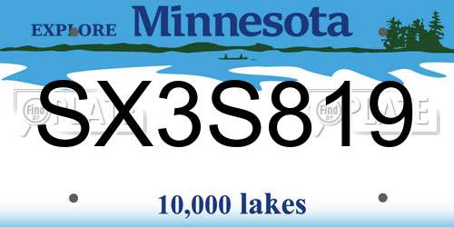SX3S819 Minnesota License Plate