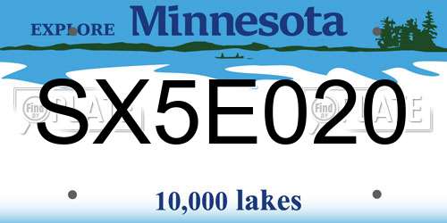 SX5E020 Minnesota License Plate