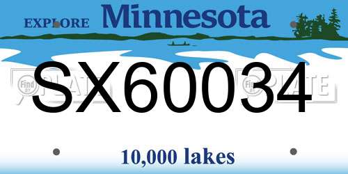 SX60034 Minnesota License Plate