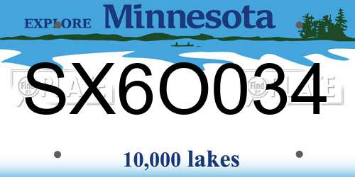 SX6O034 Minnesota License Plate
