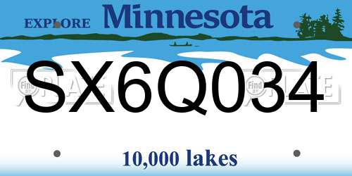 SX6Q034 Minnesota License Plate