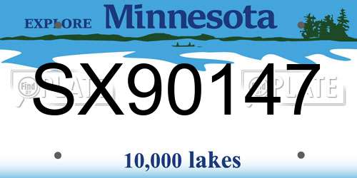SX90147 Minnesota License Plate