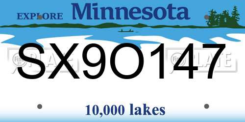 SX9O147 Minnesota License Plate