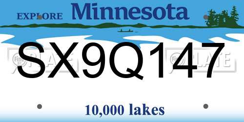 SX9Q147 Minnesota License Plate