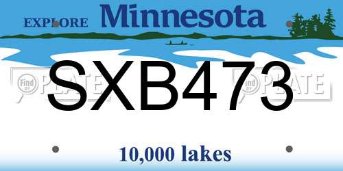 SXB473 Minnesota License Plate