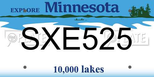 SXE525 Minnesota License Plate