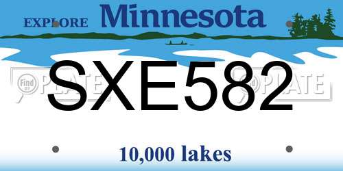 SXE582 Minnesota License Plate