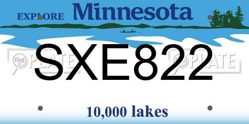 SXE822 Minnesota License Plate