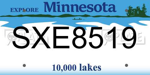 SXE8519 Minnesota License Plate