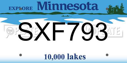 SXF793 Minnesota License Plate