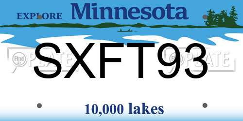 SXFT93 Minnesota License Plate