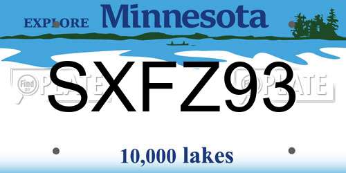 SXFZ93 Minnesota License Plate