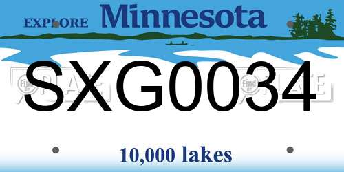 SXG0034 Minnesota License Plate