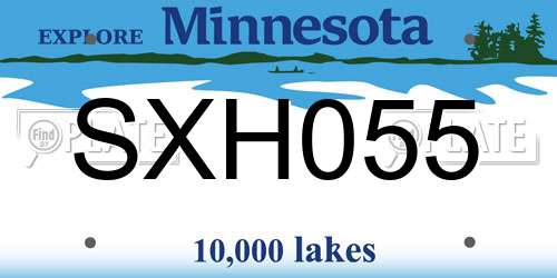 SXH055 Minnesota License Plate