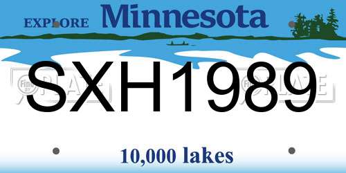 SXH1989 Minnesota License Plate