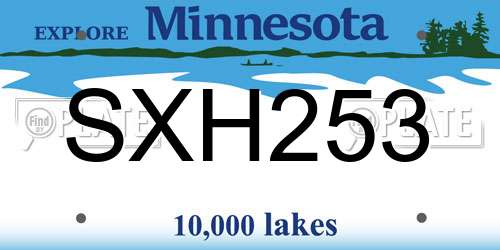 SXH253 Minnesota License Plate