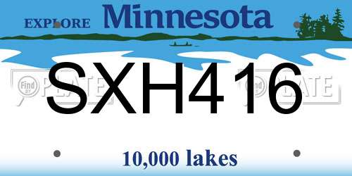 SXH416 Minnesota License Plate