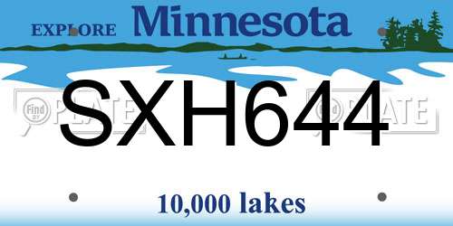SXH644 Minnesota License Plate