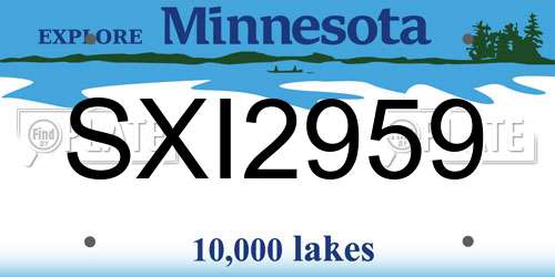 SXI2959 Minnesota License Plate