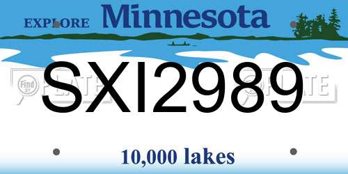 SXI2989 Minnesota License Plate